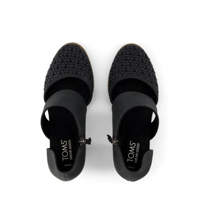 Toms Heels and Wedges Milan Closed Toe Heel Black Geo Basket Pu Leather 8211 Women Toms Heels and Wedges Milan Closed Toe Heel Black Geo Basket Pu Leather 8211 Women