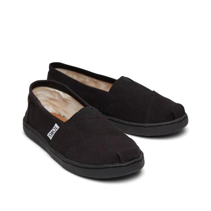 Toms TOMS Classics Alpargata Kids Shoe Black Canvas 8211 WomenKids Toms TOMS Classics Alpargata Kids Shoe Black Canvas 8211 WomenKids