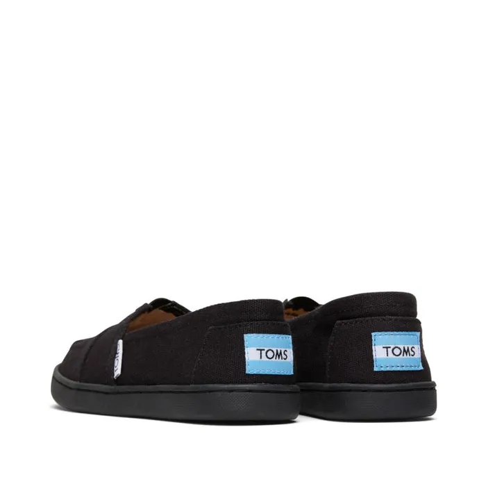 Toms TOMS Classics Alpargata Kids Shoe Black Canvas 8211 WomenKids Toms TOMS Classics Alpargata Kids Shoe Black Canvas 8211 WomenKids