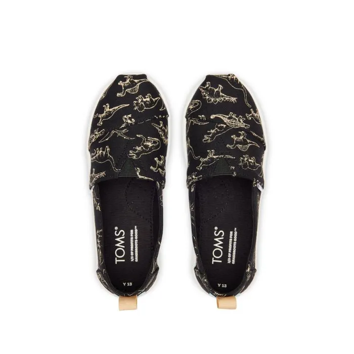 Toms TOMS Classics Alpargata Kids Shoe Black Dino Glow In The Dark 8211 KidsWomen Toms TOMS Classics Alpargata Kids Shoe Black Dino Glow In The Dark 8211 KidsWomen