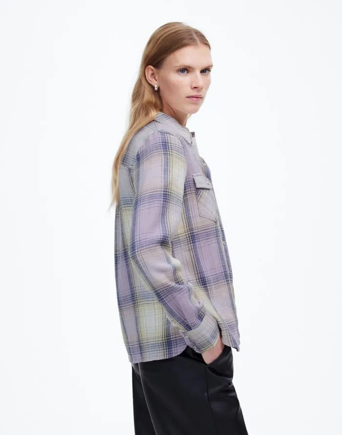 Tops and Shirts Women Madewell Flannel SnapFront Shirt In Plaid Soft Orchid