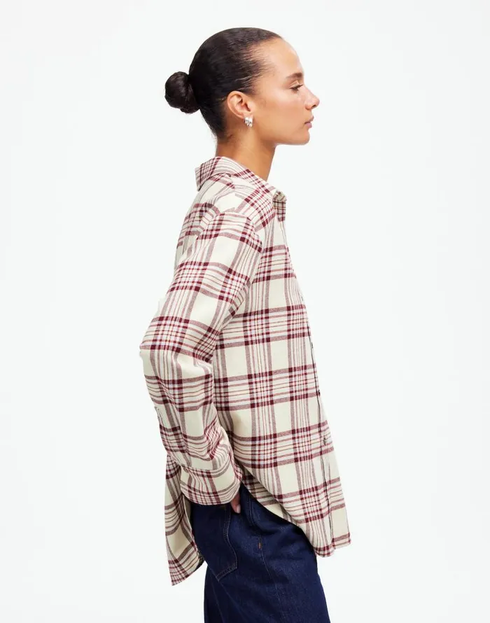 Tops and Shirts Women Madewell Relaxed StraightHem ButtonUp Shirt In Plaid Alabaster