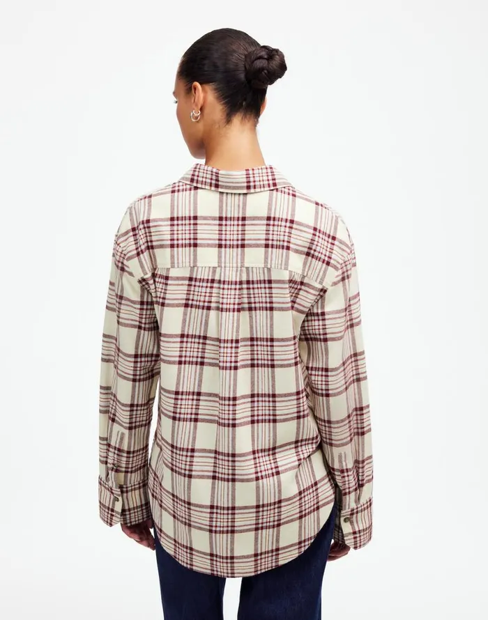 Tops and Shirts Women Madewell Relaxed StraightHem ButtonUp Shirt In Plaid Alabaster