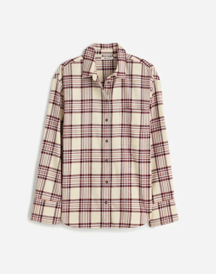 Tops and Shirts Women Madewell Relaxed StraightHem ButtonUp Shirt In Plaid Alabaster