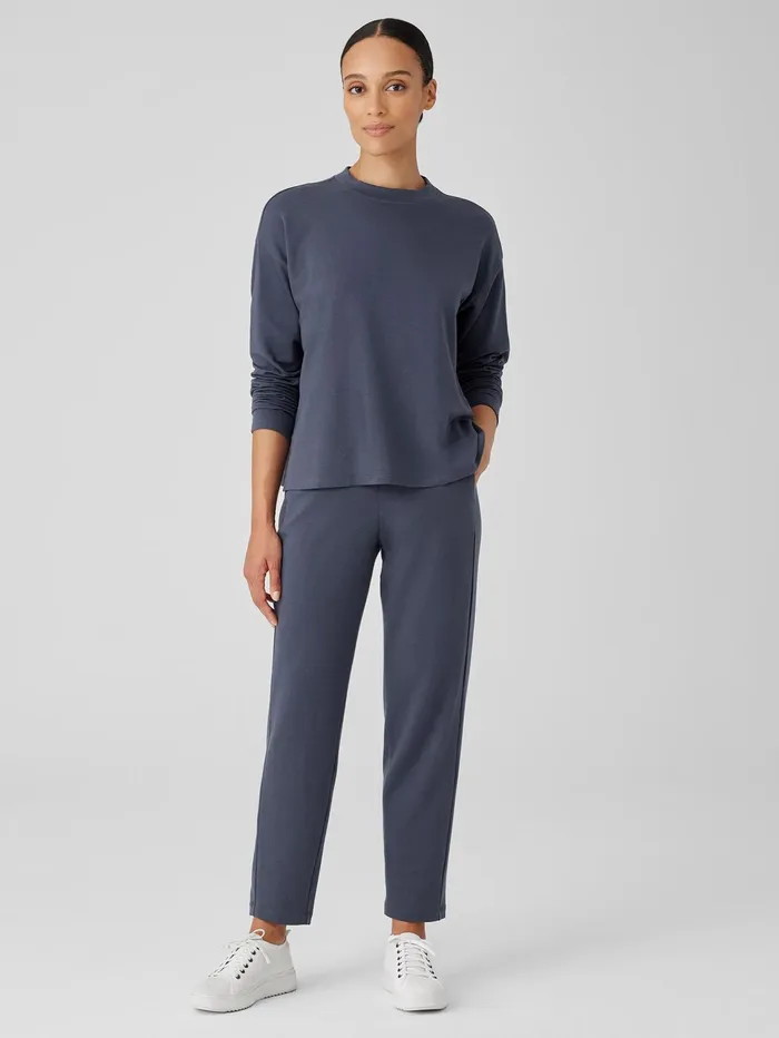 Tops and Tees Women Eileen Fisher Cozy Brushed Terry Hug Crew Neck Top Ocean