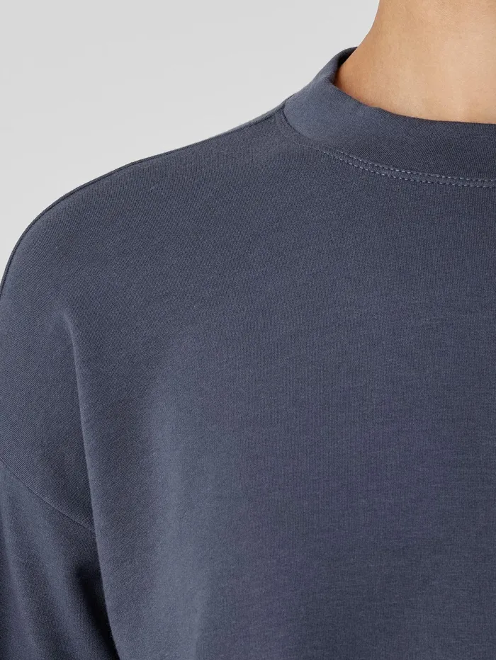 Tops and Tees Women Eileen Fisher Cozy Brushed Terry Hug Crew Neck Top Ocean
