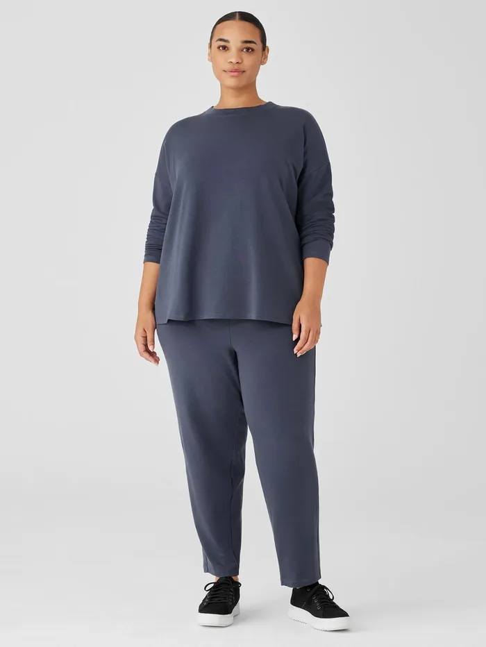 Tops and Tees Women Eileen Fisher Cozy Brushed Terry Hug Crew Neck Top Ocean