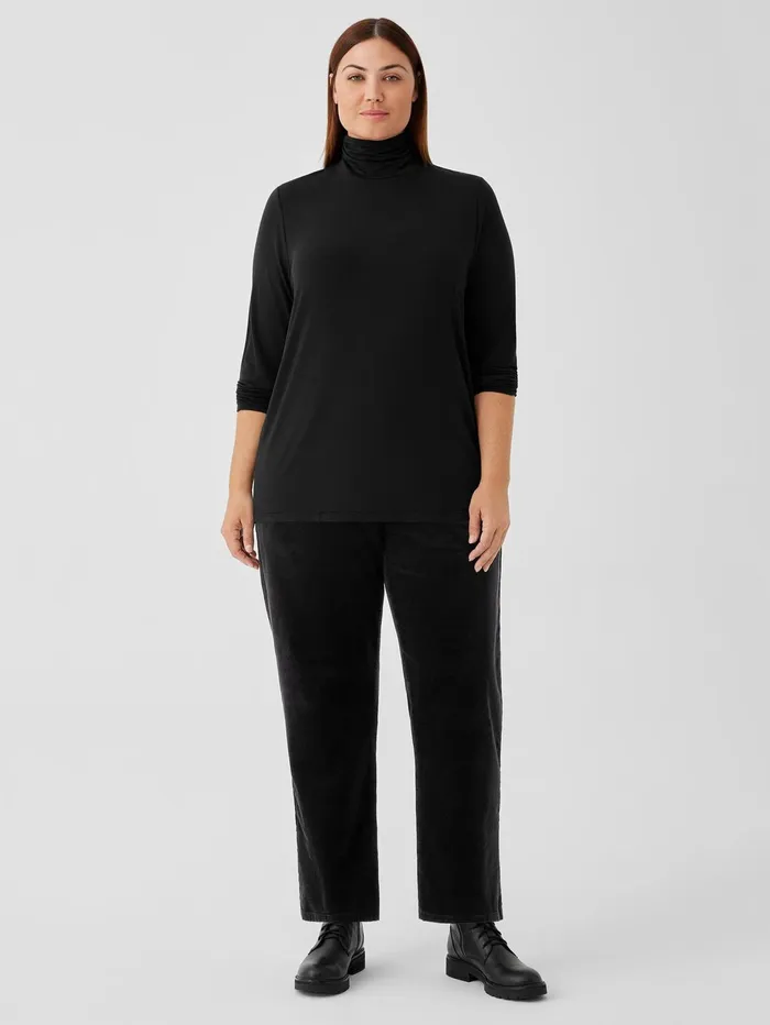 Tops and Tees Women Eileen Fisher Fine Jersey Scrunch Neck Top Black