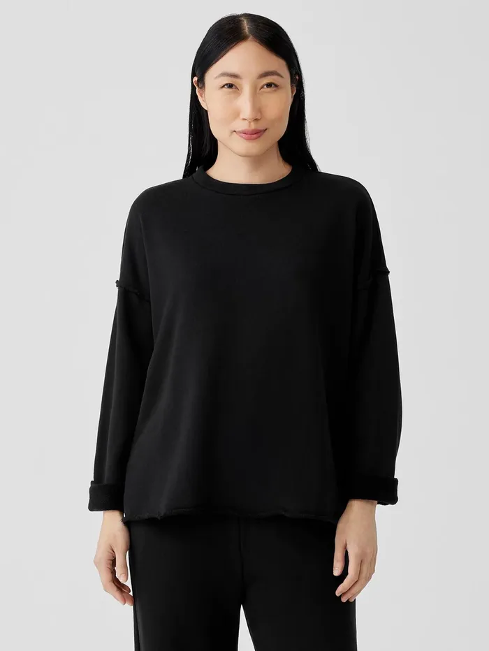 Tops and Tees Women Eileen Fisher Organic Cotton French Terry BoxTop Black