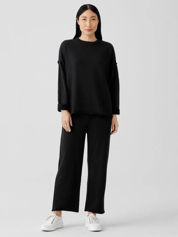 Tops and Tees Women Eileen Fisher Organic Cotton French Terry BoxTop Black