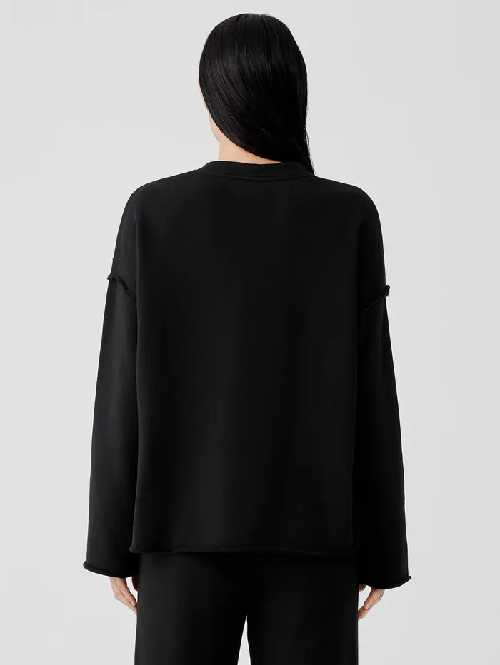 Tops and Tees Women Eileen Fisher Organic Cotton French Terry BoxTop Black