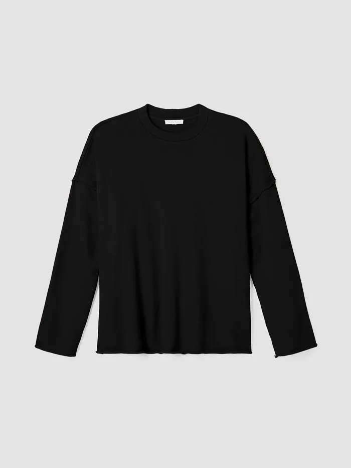 Tops and Tees Women Eileen Fisher Organic Cotton French Terry BoxTop Black
