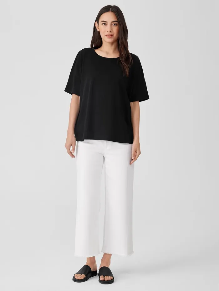 Tops and Tees Women Eileen Fisher Organic Cotton Slub Crew Neck Tee Black