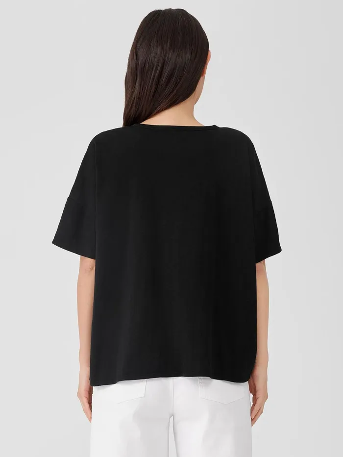 Tops and Tees Women Eileen Fisher Organic Cotton Slub Crew Neck Tee Black