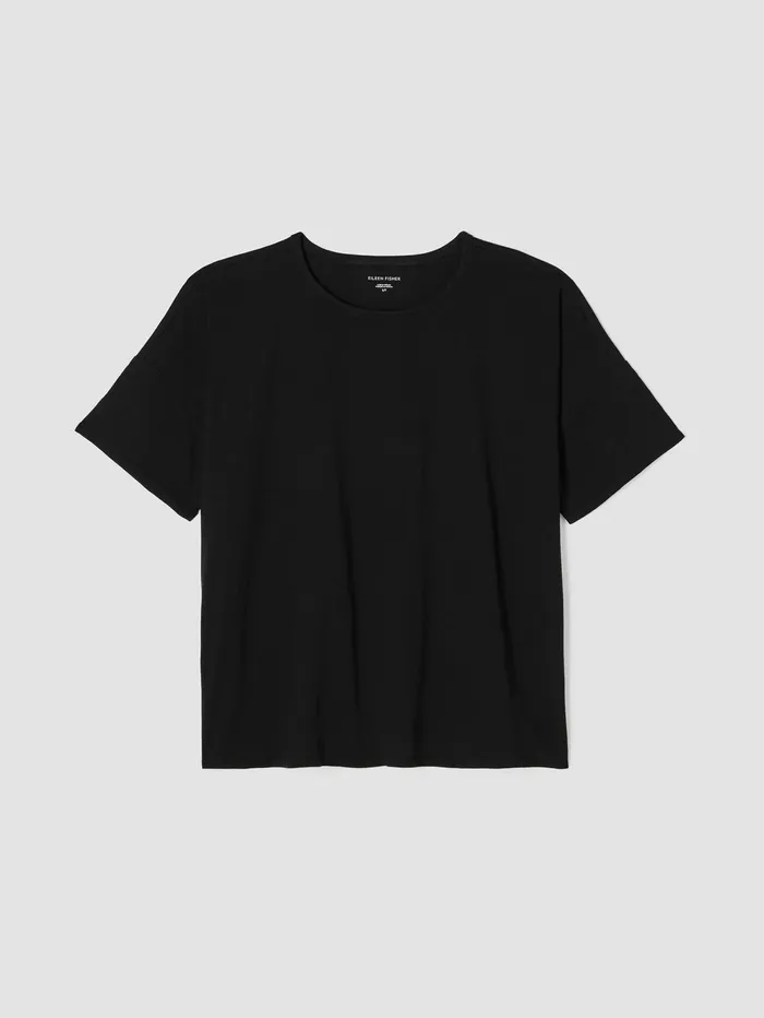 Tops and Tees Women Eileen Fisher Organic Cotton Slub Crew Neck Tee Black