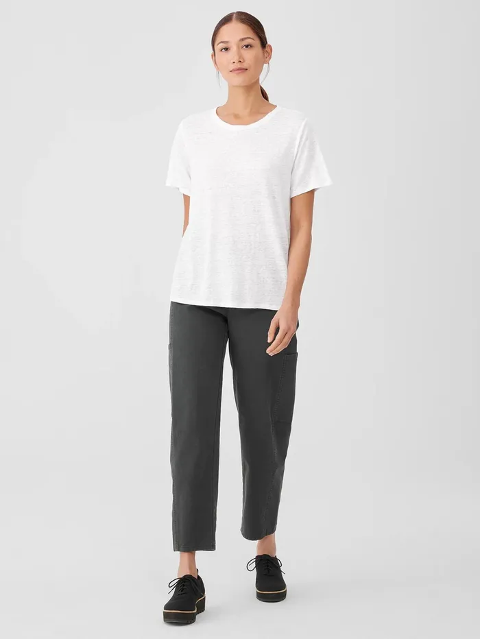 Tops and Tees Women Eileen Fisher Organic Linen Jersey Crew Neck Tee White