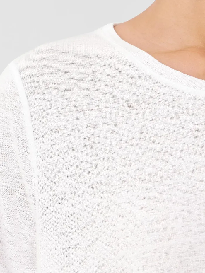 Tops and Tees Women Eileen Fisher Organic Linen Jersey Crew Neck Tee White