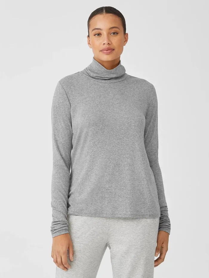 Tops and Tees Women Eileen Fisher Ribbed Pima Cotton Blend Top Moon