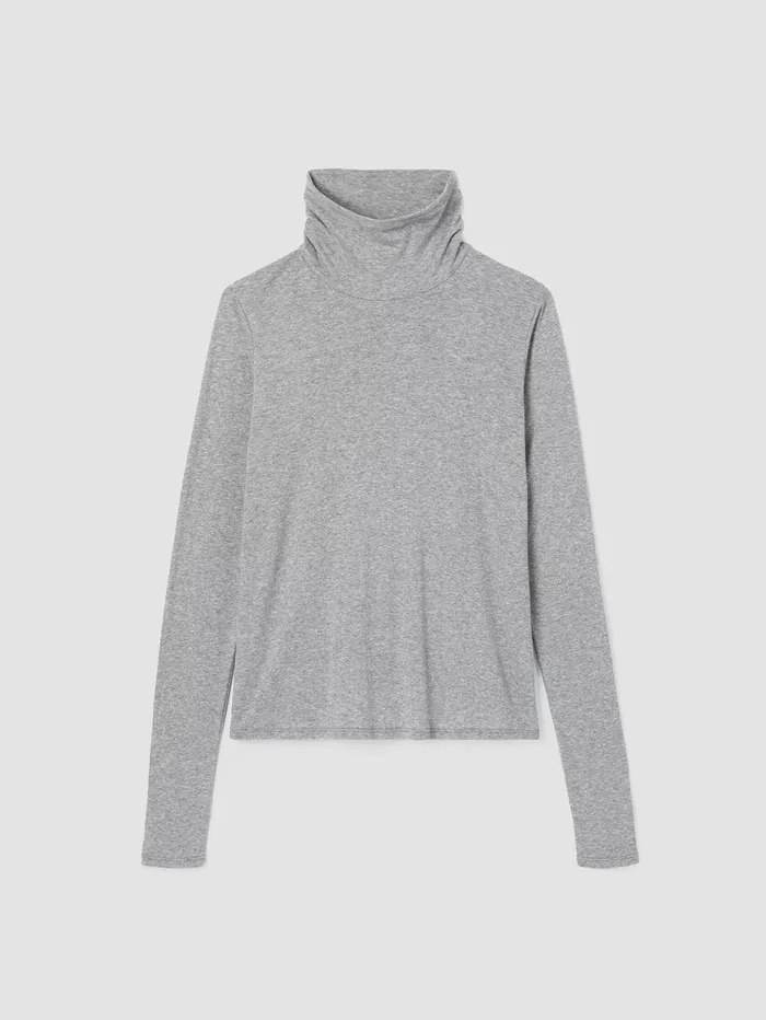 Tops and Tees Women Eileen Fisher Ribbed Pima Cotton Blend Top Moon