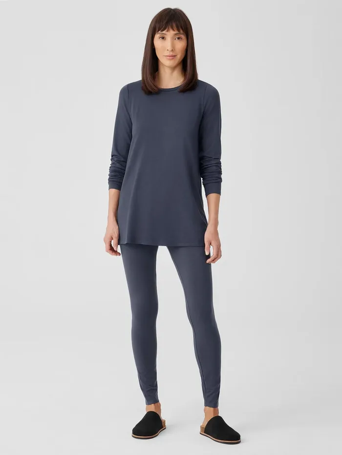 Tops and Tees Women Eileen Fisher Stretch Jersey Knit Crew Neck Long Top Ocean