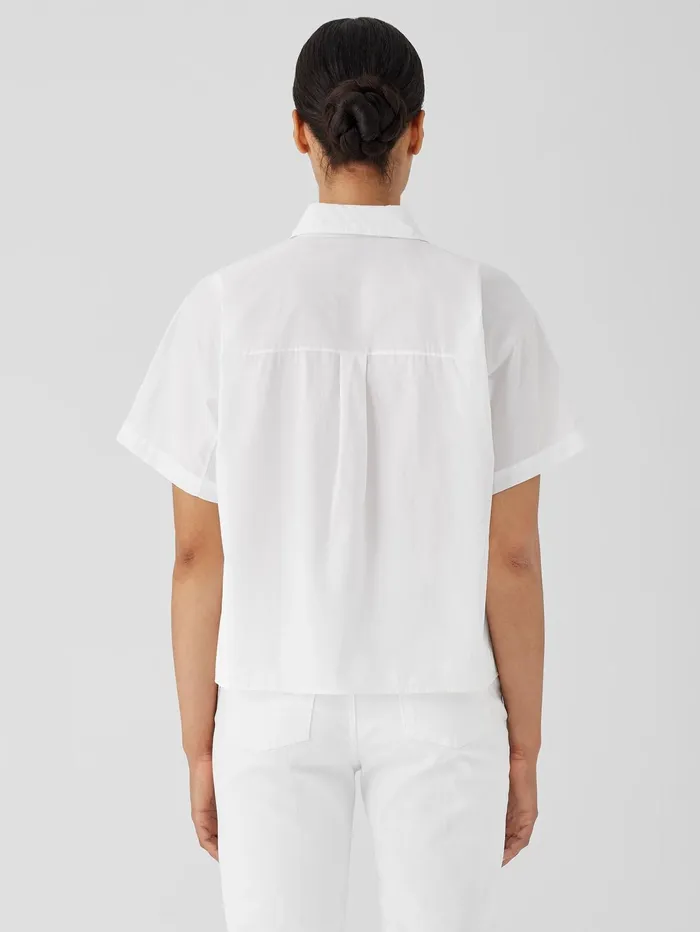 Tops and Tees Women Eileen Fisher Washed Organic Cotton Poplin ShortSleeve Shirt White