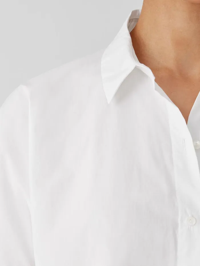 Tops and Tees Women Eileen Fisher Washed Organic Cotton Poplin ShortSleeve Shirt White