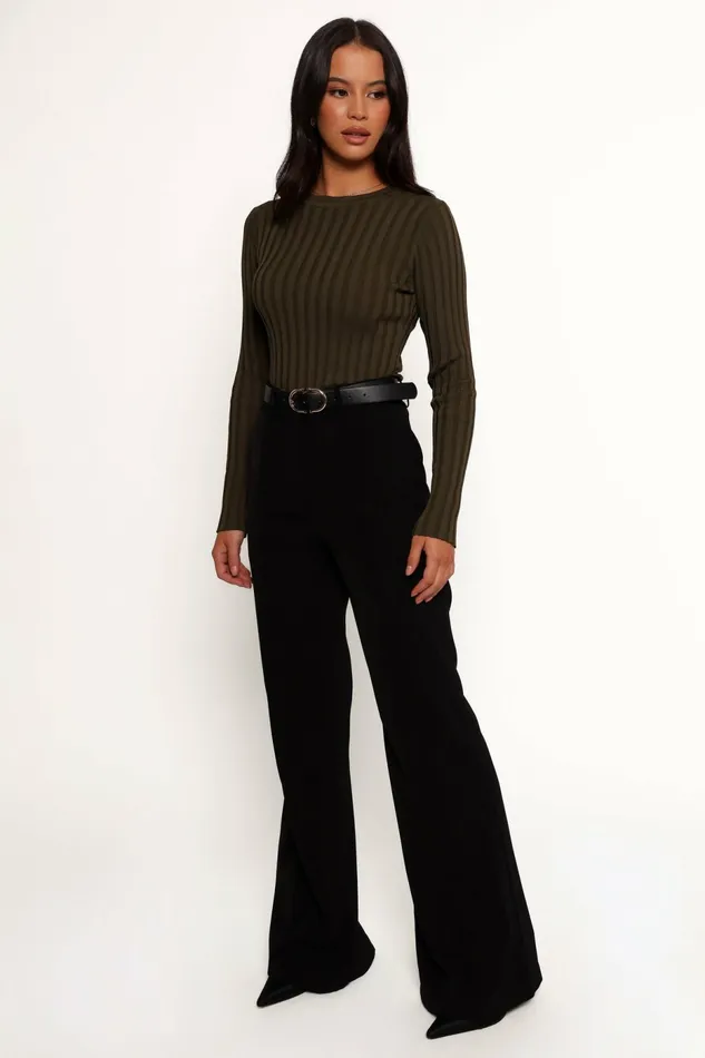 Tops Petal and Pup Women Aneesa Wide Rib Knit Top Dark Olive