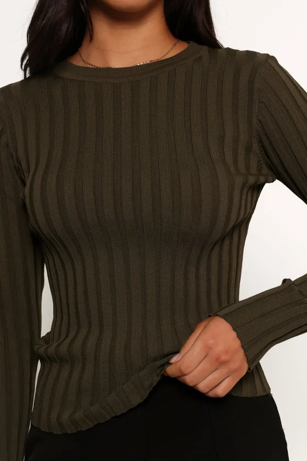 Tops Petal and Pup Women Aneesa Wide Rib Knit Top Dark Olive