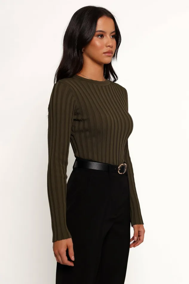 Tops Petal and Pup Women Aneesa Wide Rib Knit Top Dark Olive