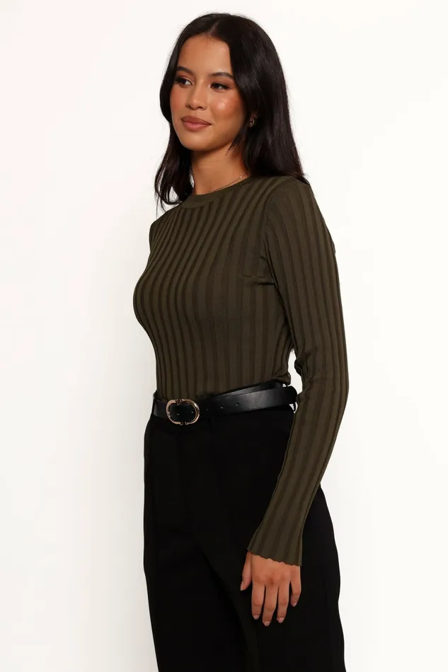 Tops Petal and Pup Women Aneesa Wide Rib Knit Top Dark Olive
