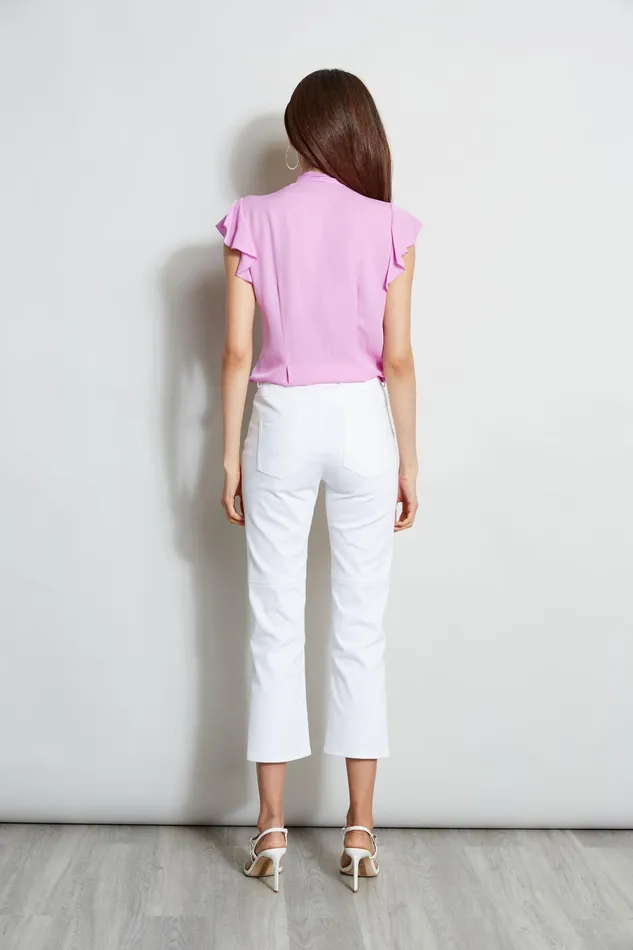 Tops Women Elie Tahari Flutter Sleeve Tie Shirt BRIGHT VIOLA