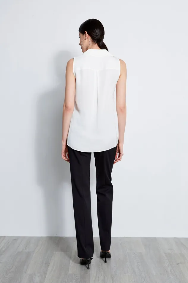 Tops Women Elie Tahari Sleeveless Silk Chain Collar Shirt FRESH PEARL