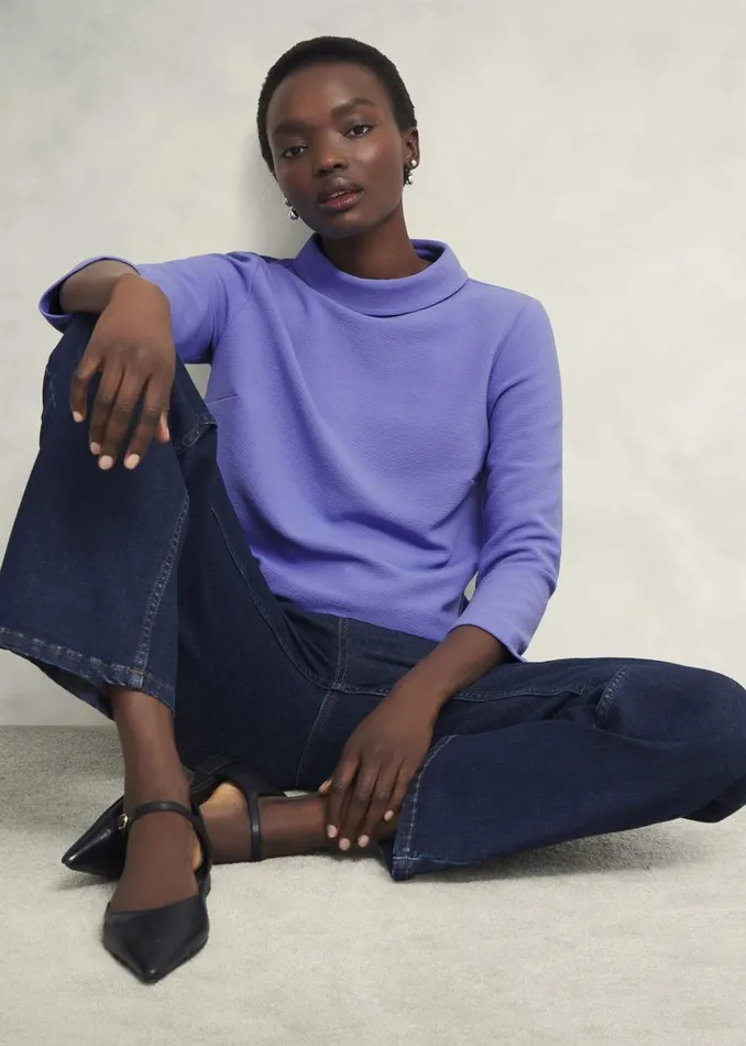 Tops Women HOBBS Tali Textured Top Deep Sky Blue