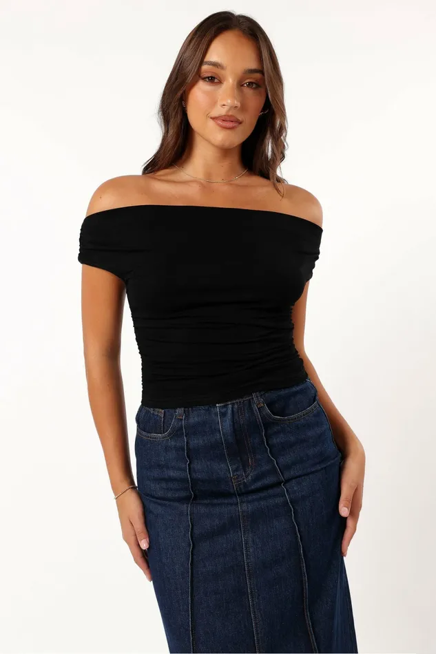 Tops Women Petal and Pup Lanna Off Shoulder Top Black