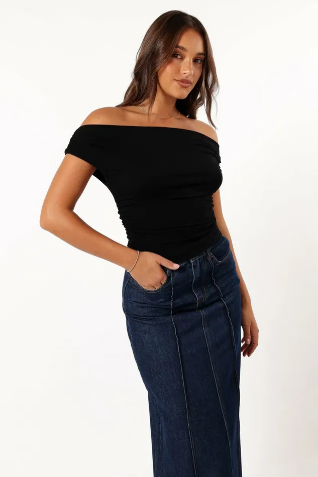 Tops Women Petal and Pup Lanna Off Shoulder Top Black