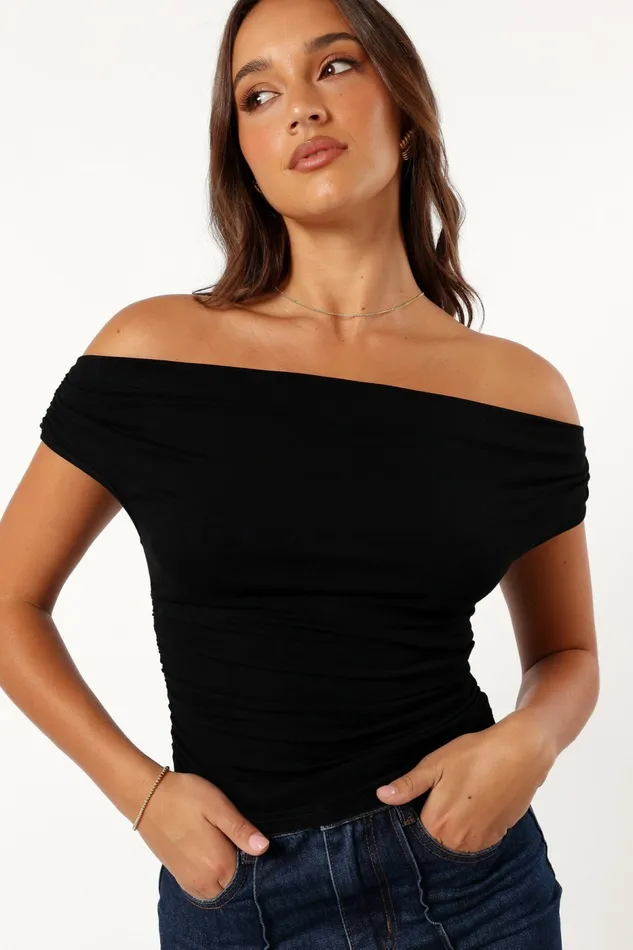 Tops Women Petal and Pup Lanna Off Shoulder Top Black