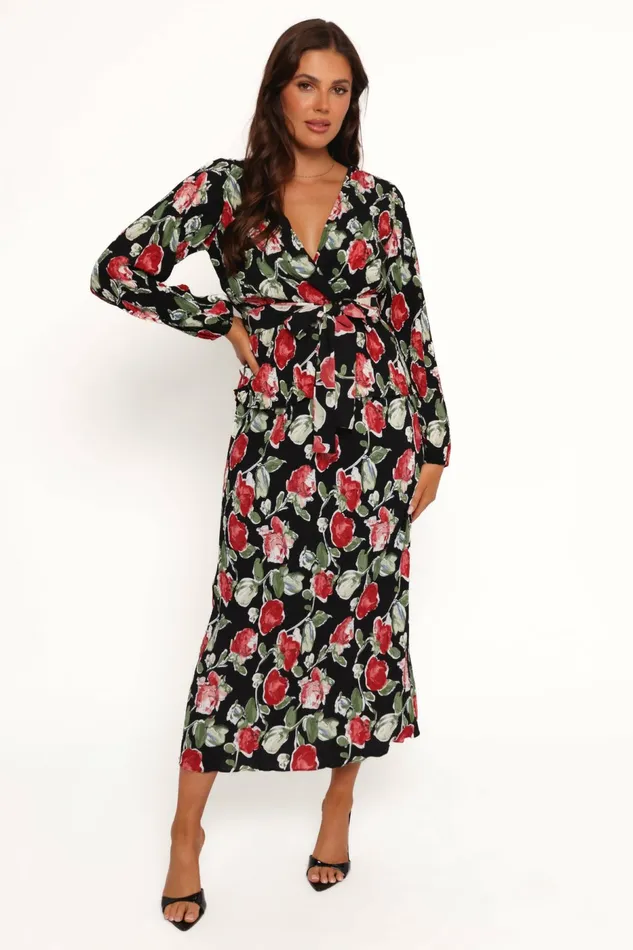 Tops Women Petal and Pup Minelli Pleat Top Black Rose