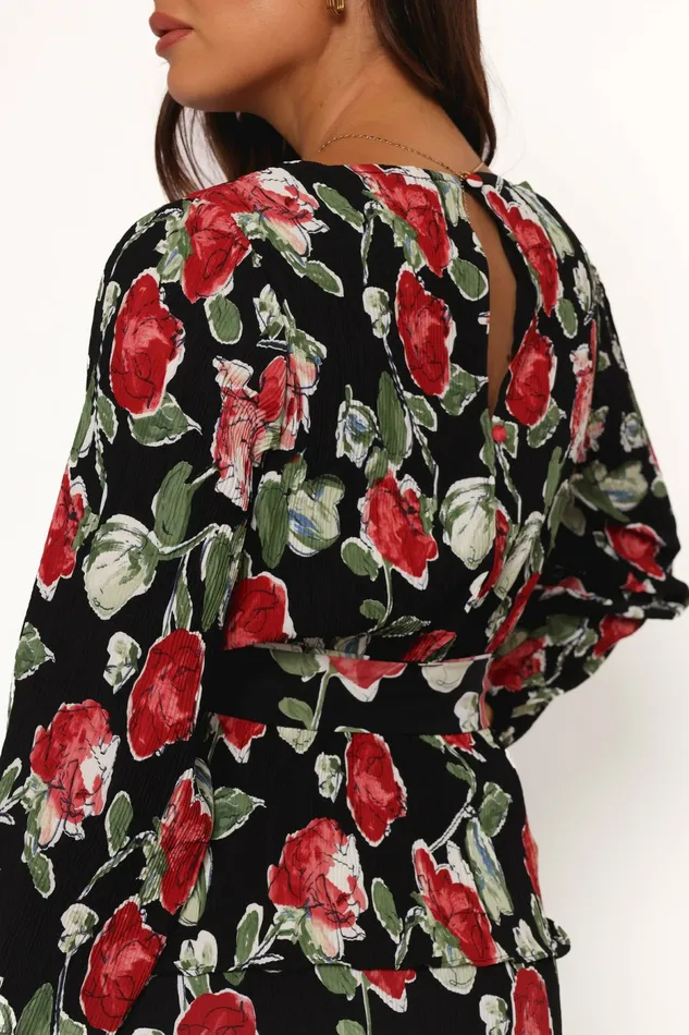 Tops Women Petal and Pup Minelli Pleat Top Black Rose