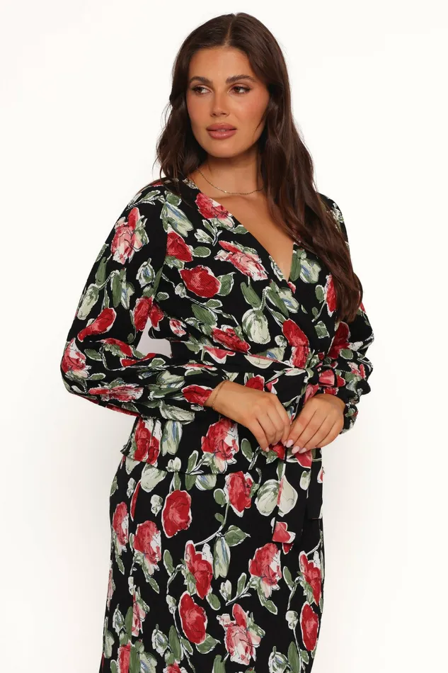 Tops Women Petal and Pup Minelli Pleat Top Black Rose