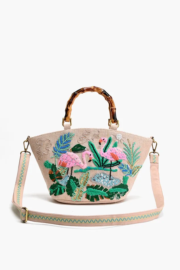 Totes Tropical Pink Flamingo Mini Tote America and Beyond Women