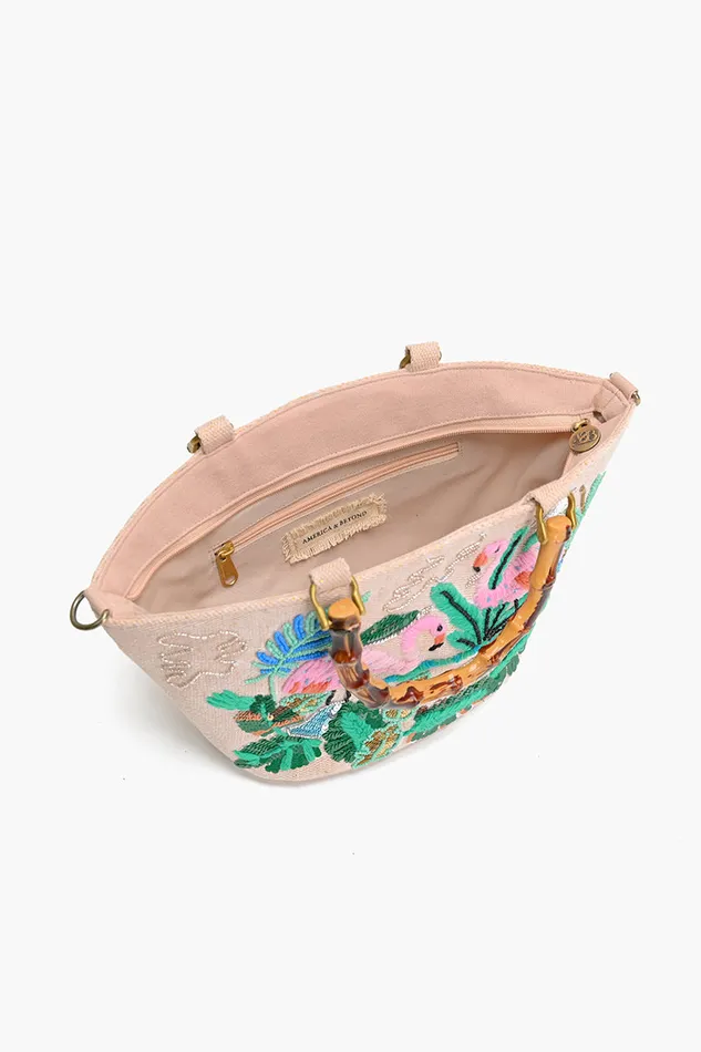 Totes Tropical Pink Flamingo Mini Tote America and Beyond Women