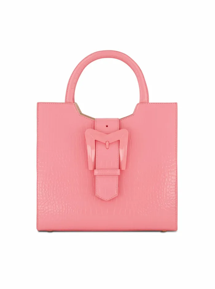 Totes Women Buckled Medium Croco Hibiscus Leather Tote Bag with Detachable Strap Hibiscus Mac Duggal