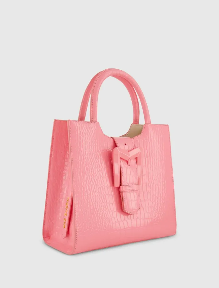 Totes Women Buckled Medium Croco Hibiscus Leather Tote Bag with Detachable Strap Hibiscus Mac Duggal
