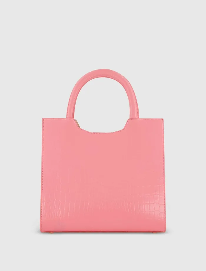 Totes Women Buckled Medium Croco Hibiscus Leather Tote Bag with Detachable Strap Hibiscus Mac Duggal