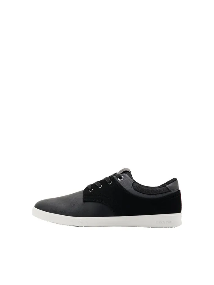 Trainers JACK and JONES Mens PU LEATHER MIX SNEAKERS Black Anthracite On Sale Trainers JACK and JONES Mens PU LEATHER MIX SNEAKERS Black Anthracite On Sale
