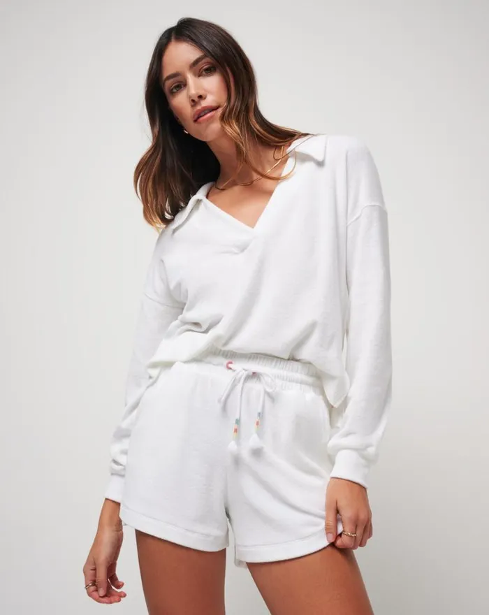 TravisMathew BACK IN THE SUN BABY TERRY SHORT White Women Shorts