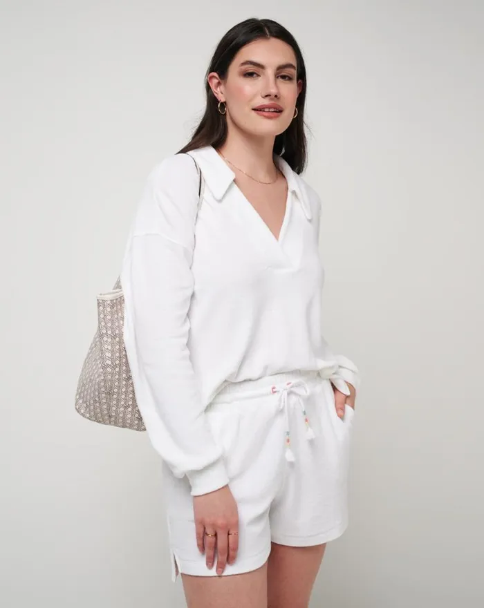 TravisMathew BACK IN THE SUN BABY TERRY SHORT White Women Shorts TravisMathew BACK IN THE SUN BABY TERRY SHORT White Women Shorts