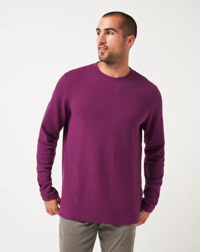 TravisMathew BURNLEY CLOUD WAFFLE CREW Claret Men Hoodies and Sweatshirts