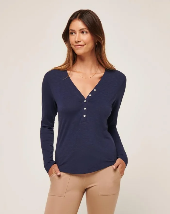 TravisMathew CLOUD JERSEY HENLEY Navy Women Shirts and Tops