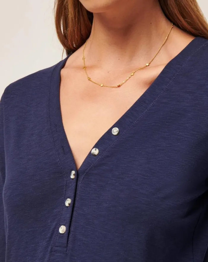 TravisMathew CLOUD JERSEY HENLEY Navy Women Shirts and Tops TravisMathew CLOUD JERSEY HENLEY Navy Women Shirts and Tops